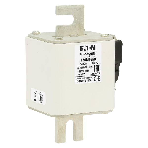 Fuse-link, high speed, 1250 A, AC 1100 V, size 3, 76 x 92 x 139 mm, aR, DIN, IEC, single indicator image 20