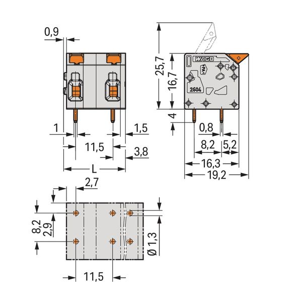 PCB terminal block lever 4 mm² blue image 3