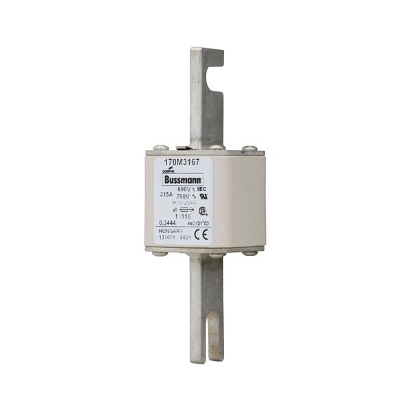 Fuse-link, high speed, 315 A, AC 690 V, compact size 1, 45 x 45 x 134 mm, aR, DIN, IEC, single indicator image 7