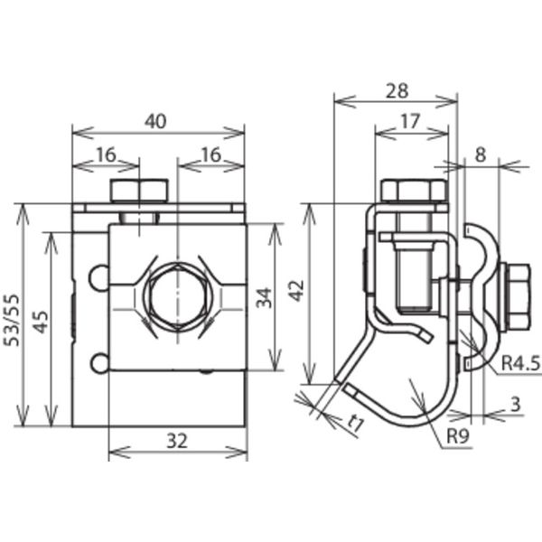 Gutter clamp Al f. bead 16-22mm with double cleat f. Rd 8-10mm image 2