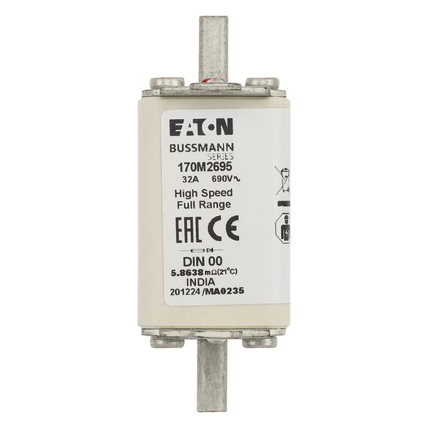 Fuse-link, high speed, 32 A, AC 690 V, DIN 00, 30 x 60 x 79 mm, gR, DIN, IEC, single indicator image 23