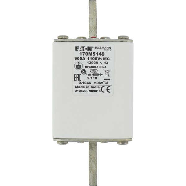 Fuse-link, high speed, 900 A, AC 1100 V, size 2, 61 x 75 x 138 mm, aR, DIN, IEC, single indicator image 18