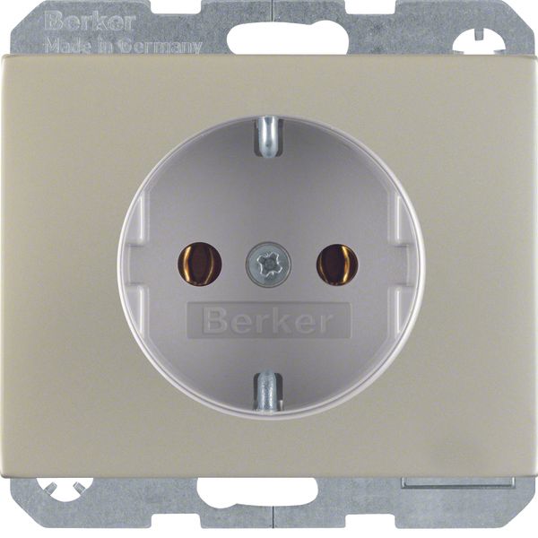 Schuko socket outlet K.5 Stainless steel metal matt finish image 1