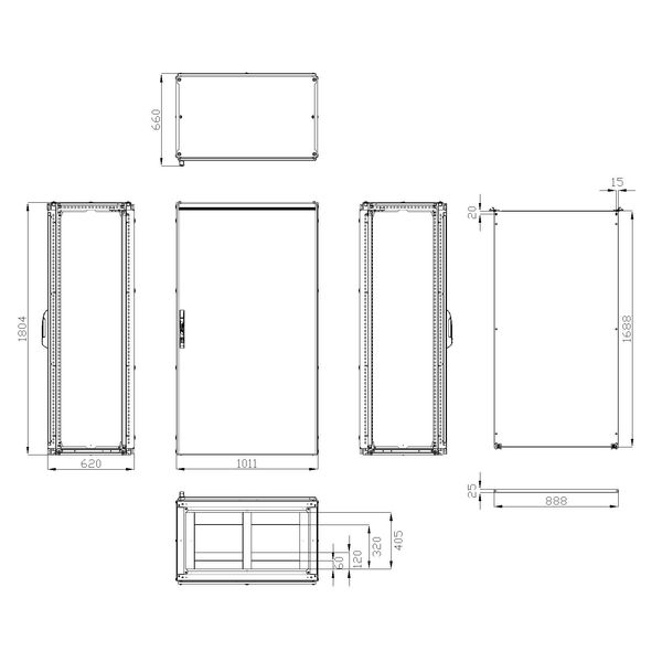 Modular enclosure 1 door IP55 H=1800 W=1000 D=600 mm image 3