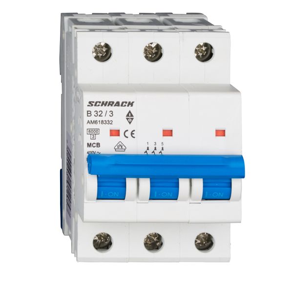 Miniature Circuit Breaker (MCB) AMPARO 6kA, B 32A, 3-pole image 1