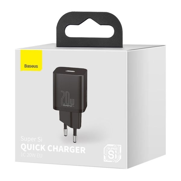 Wall Quick Charger Super Si 20W USB-C QC3.0 PD with Lightning 1m Cable, Black image 4