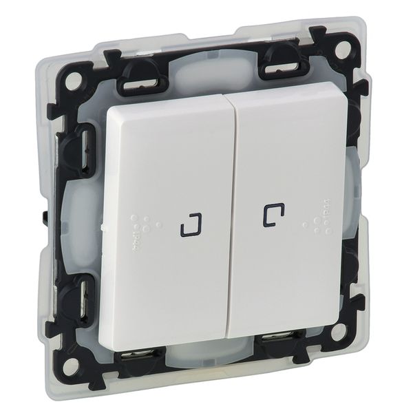 Illuminated 2-gang 2-way switch Valena Life -10AX-250V~ -IP44 - white image 1