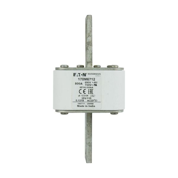 Fuse-link, high speed, 800 A, AC 690 V, size 3, 67 x 92 x 155 mm, aR, IEC, UL image 1