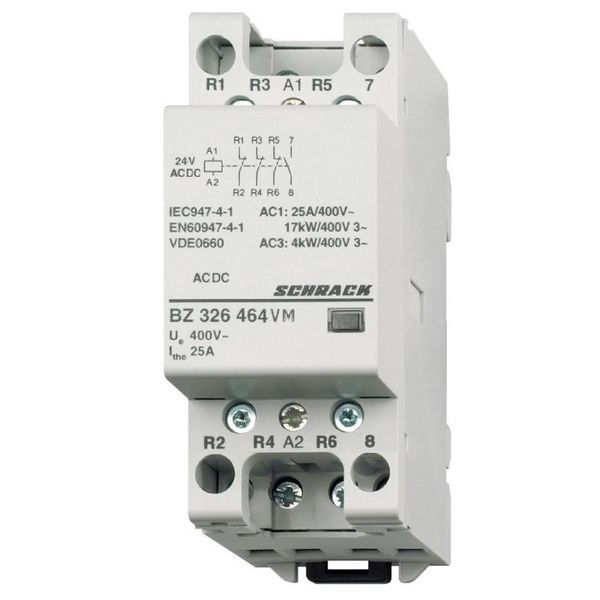 Modular contactor 25A, 1 NO + 3 NC, 24VACDC, 2MW image 1