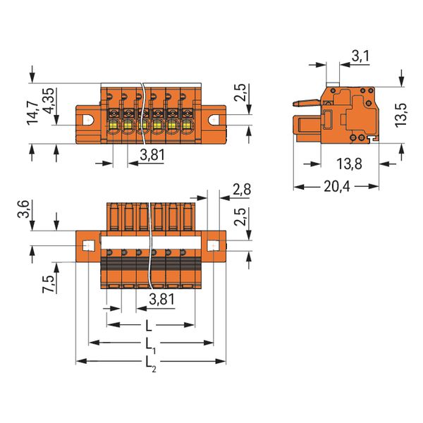 1-conductor female connector push-button Push-in CAGE CLAMP® orange image 5