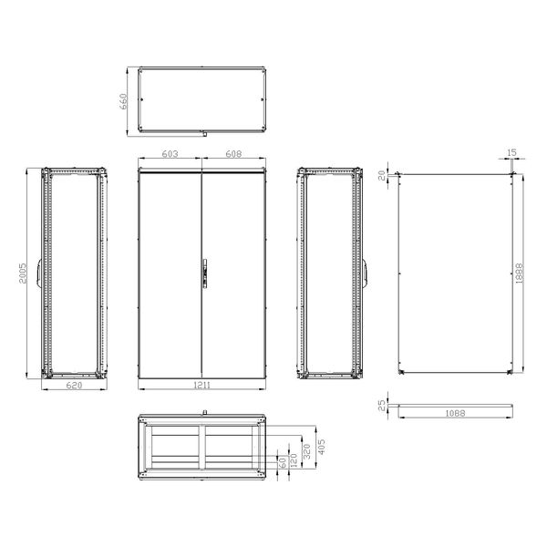 Modular enclosure 2 door IP54 H=2000 W=1200 D=600 mm image 2