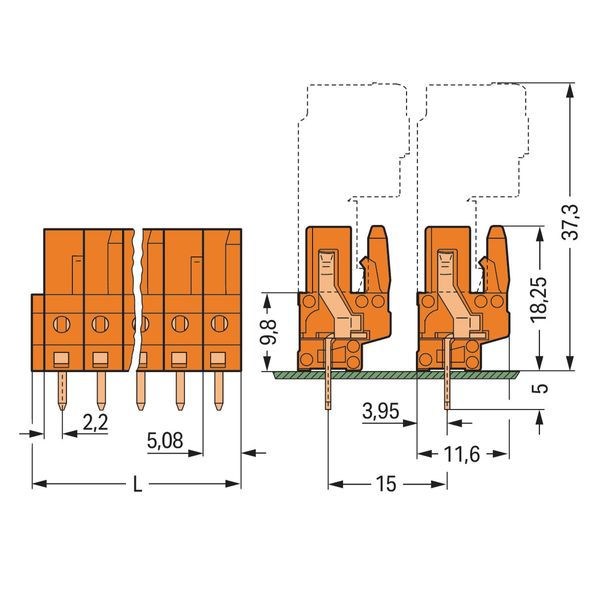 THT female header straight Pin spacing 5.08 mm orange image 3