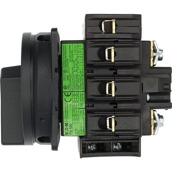 Main switch, P3, 100 A, flush mounting, 3 pole + N, 1 N/O, 1 N/C, STOP function, With black rotary handle and locking ring, Lockable in the 0 (Off) po image 3