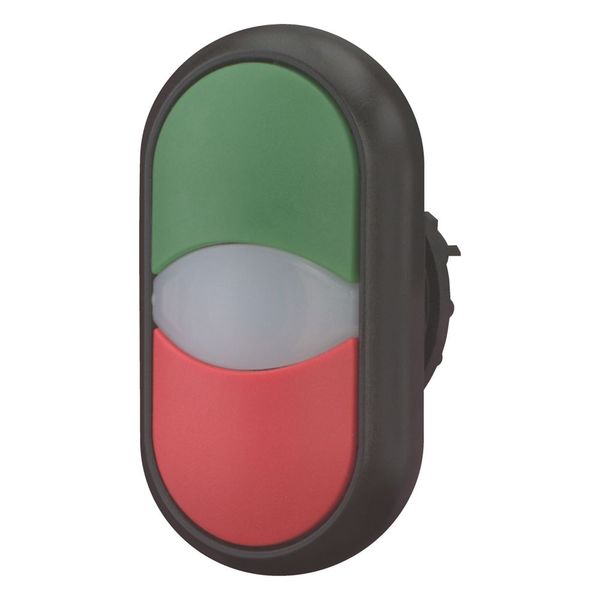 Double actuator pushbutton, RMQ-Titan, Actuators and indicator lights non-flush, momentary, White lens, green, red, Blank, Bezel: black image 5
