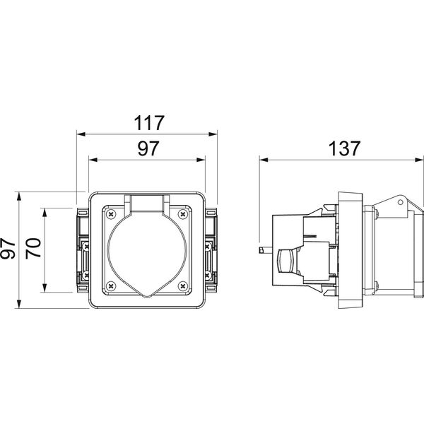 71GDCEE32 CEE accessory mounting box with CEE socket 32 A 118x98x125 image 2