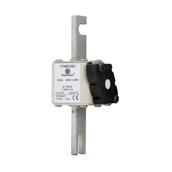 Fuse-link, high speed, 630 A, AC 690 V, compact size 1, 45 x 60 x 140 mm, aR, DIN, IEC, single indicator image 5