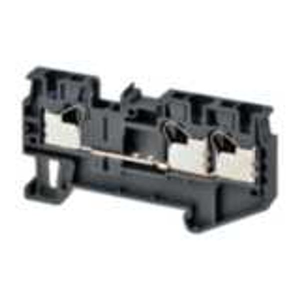 Multi conductor feed-through DIN rail terminal block with 3 push-in pl image 2