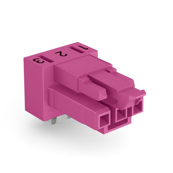 Socket for PCBs angled 3-pole pink image 1