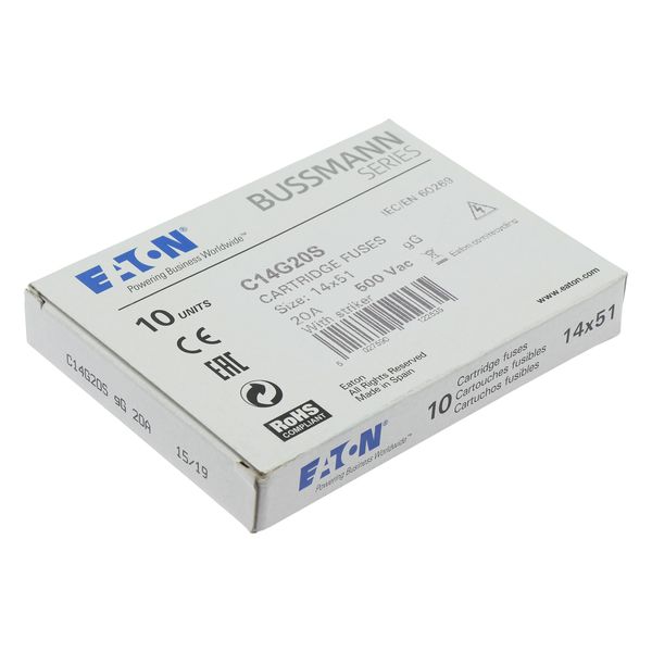 Fuse-link, LV, 20 A, AC 500 V, 14 x 51 mm, gL/gG, IEC, with striker image 14