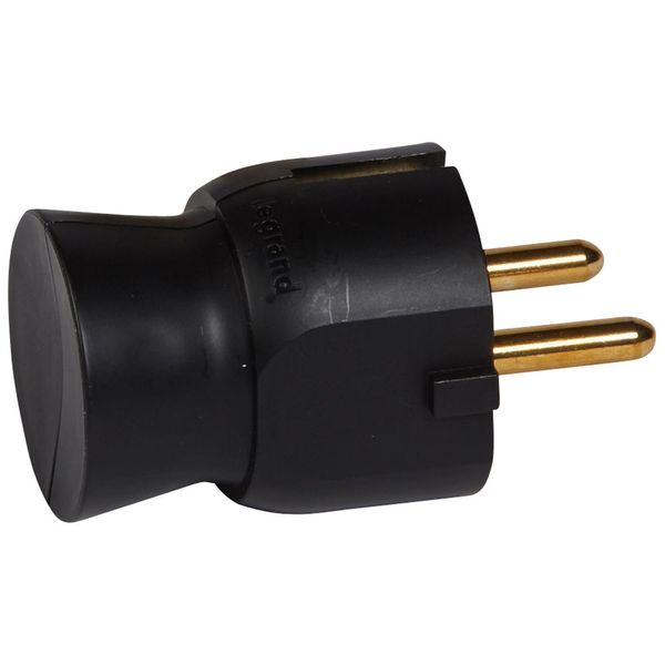2P+E plug - 16 A - German std - plastic side outlet - black - gencod labelling image 1