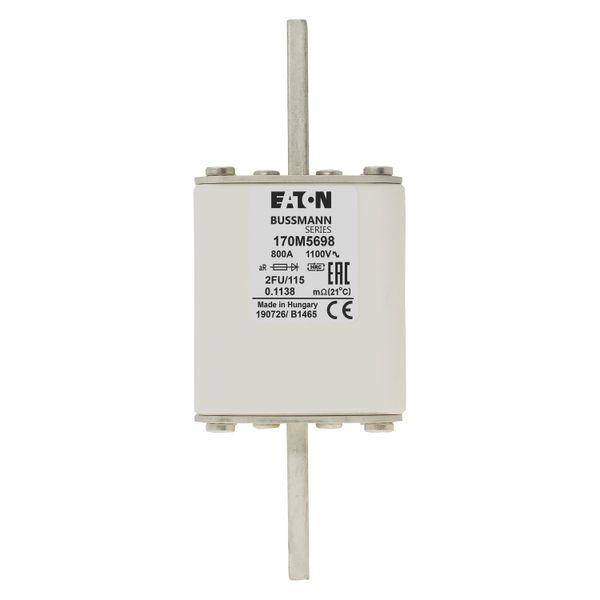 Fuse-link, high speed, 800 A, AC 1100 V, size 2, 61 x 77 x 160 mm, aR, IEC, UL image 22