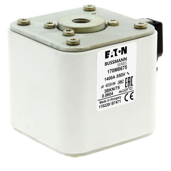 Fuse-link, high speed, 1400 A, AC 850 V, size 3, 76 x 92 x 76 mm, aR, IEC, single indicator image 10