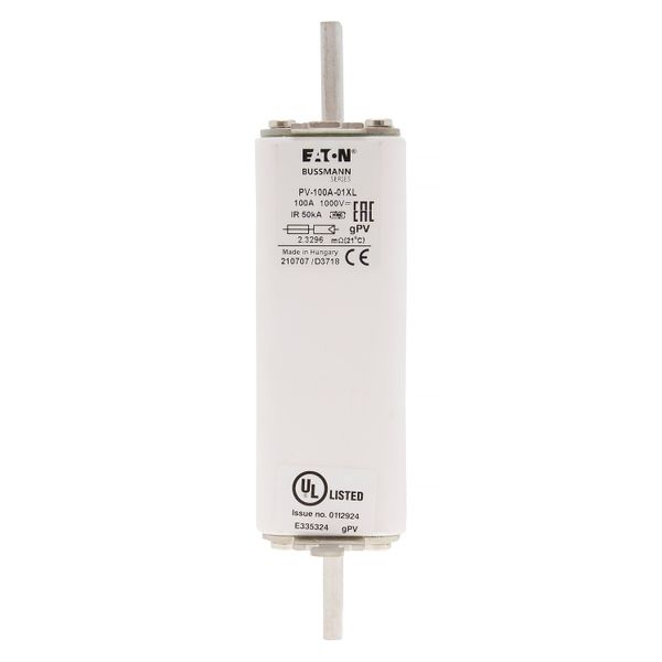 Fuse-link, high speed, 100 A, DC 1000 V, 01XL, gPV, UL, IEC image 10