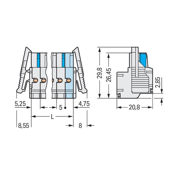 2-conductor female connector Push-in CAGE CLAMP® 2.5 mm² light gray image 4