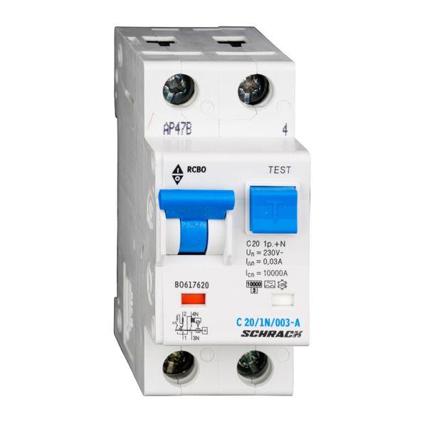 Combined MCB/RCD (RCBO) C20/1+N/30mA/Type A image 1