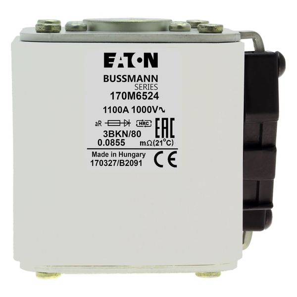 Fuse-link, high speed, 1100 A, AC 1000 V, size 3, 76 x 92 x 83 mm, aR, IEC, single indicator image 21