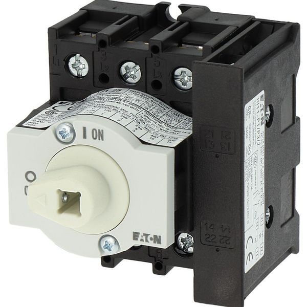 Main switch, P1, 25 A, rear mounting, 3 pole, 1 N/O, 1 N/C, Emergency switching off function, Lockable in the 0 (Off) position, With metal shaft for a image 27