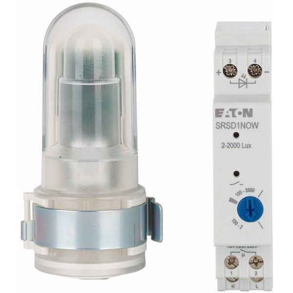 Analogue Light intensity switch, DIN rail 1 TE, 1 NO contact, external light sensor Surface-mounted, 2-2000 Lux image 1