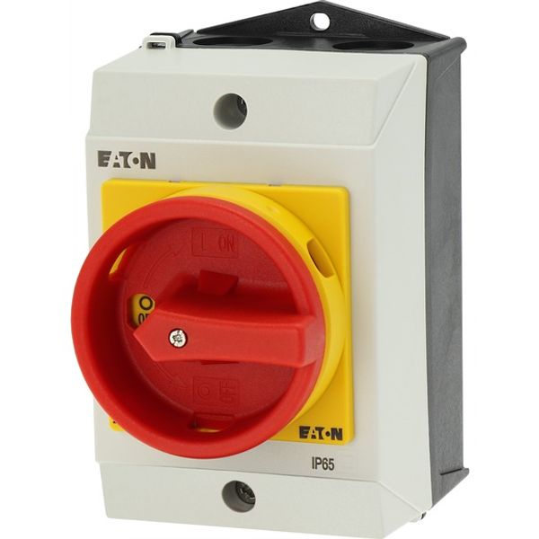 Main switch, T0, 20 A, surface mounting, 1 contact unit(s), 1 pole, Emergency switching off function, With red rotary handle and yellow locking ring, image 7