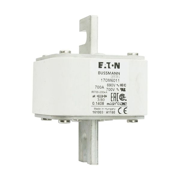 Fuse-link, high speed, 700 A, AC 690 V, DIN 3, 76 x 76 x 109 mm, aR, DIN, IEC, single indicator image 14