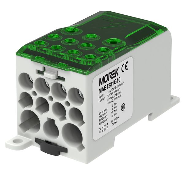 OJL280A green in 1xAl/Cu120 out 2x35/5x16/ 4x10mm² Distribution block image 1