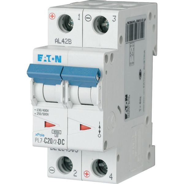 Miniature circuit breaker (MCB), 20 A, 2p, characteristic: C, DC image 2