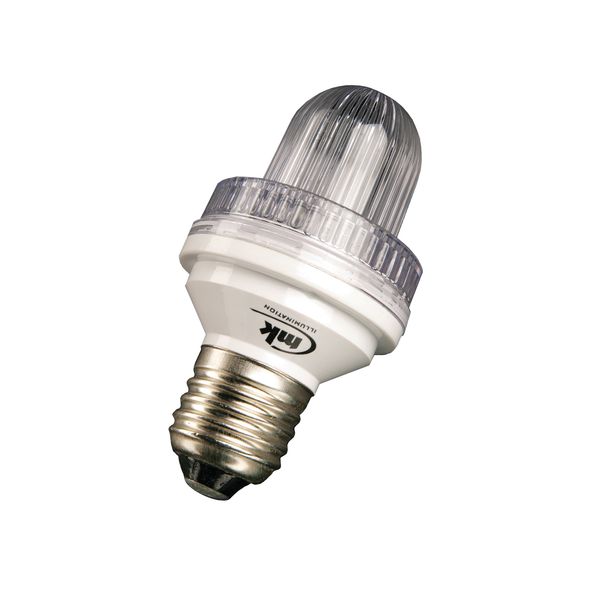 Flash Bulb E27, white SMD LEDs
clear cap. 9 SMD-LEDs, 220-240V, 1W image 1