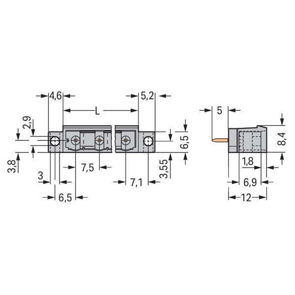 THT male header 1.0 x 1.0 mm solder pin straight gray image 4