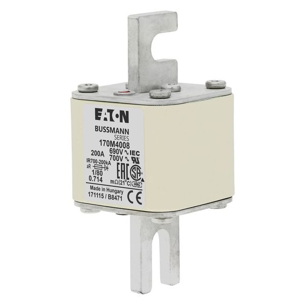 Fuse-link, high speed, 200 A, AC 690 V, DIN 1, 53 x 53 x 108 mm, aR, DIN, IEC, single indicator image 6