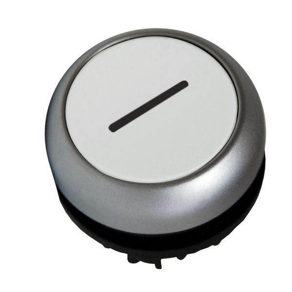 Illuminated Push-button, flat, `Iï, spring-return, white image 1