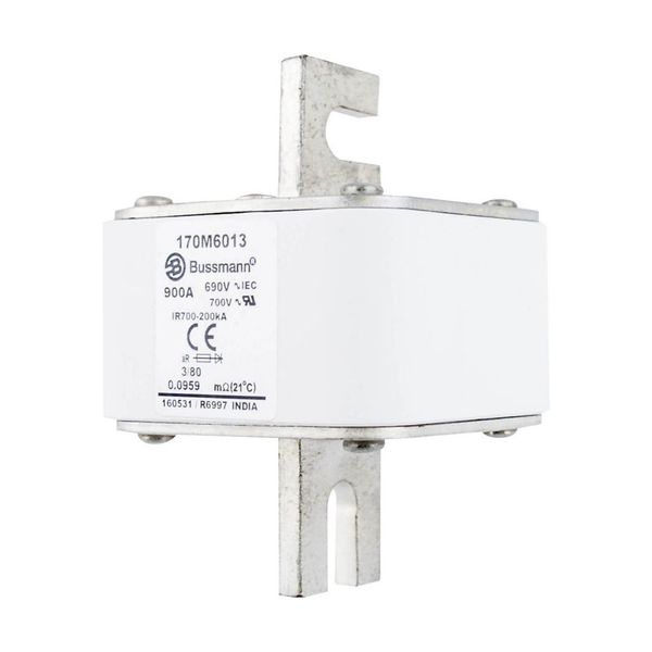 Fuse-link, high speed, 900 A, AC 690 V, DIN 3, 76 x 76 x 109 mm, aR, DIN, IEC, single indicator image 9