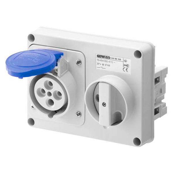 FIXED INTERLOCKED HORIZONTAL SOCKET-OUTLET - WITHOUT BOTTOM - WITHOUT FUSE-HOLDER BASE - 2P+E 32A 200-250V - 50/60HZ 6H - IP44 image 2