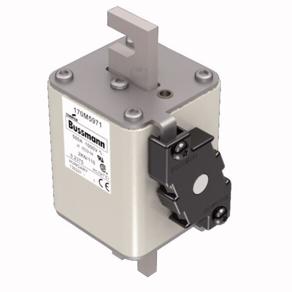 Fuse-link, high speed, 500 A, AC 1000 V, DIN 2, 59 x 77 x 138 mm, aR, DIN, IEC, single indicator image 2