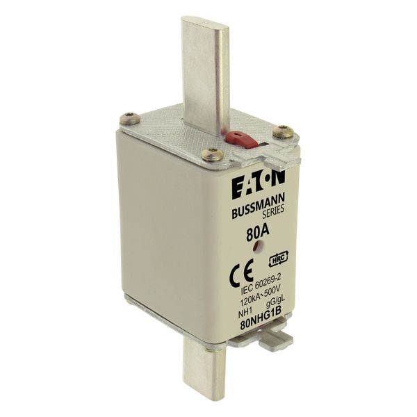 Fuse-link, low voltage, 80 A, AC 500 V, NH1, gL/gG, IEC, dual indicator image 10