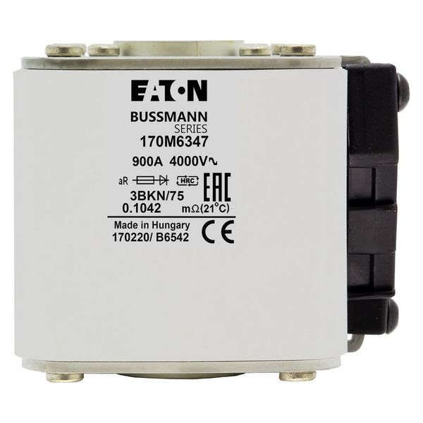 Fuse-link, high speed, 900 A, AC 1000 V, size 3, 76 x 92 x 76 mm, aR, IEC, UL, single indicator image 9