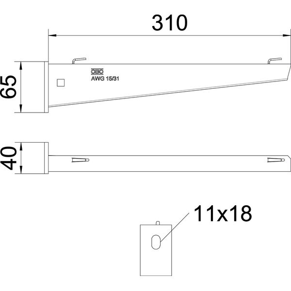 AWG 15 31 A2 Wall and support bracket for mesh cable tray B310mm image 2