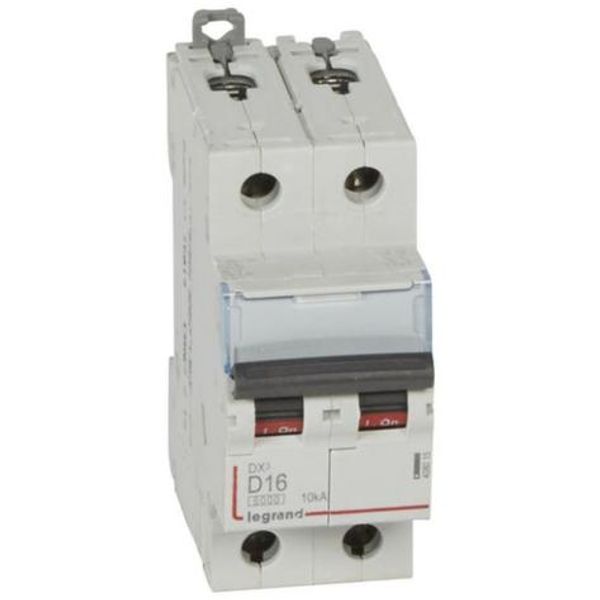 DX³6000 10kA high inlet and low outlet 2P screw circuit breaker 230V~ to 400V~ - 16A - D curve - 2 modules image 1