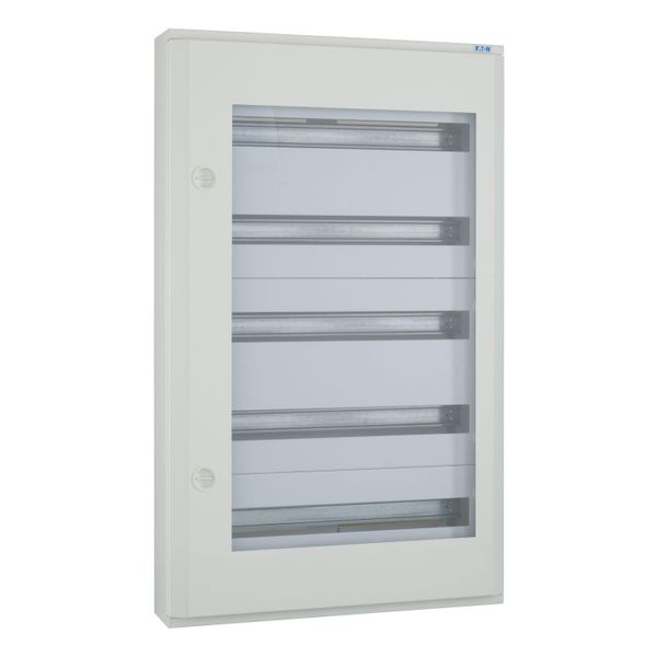 Complete surface-mounted flat distribution board with window, white, 24 SU per row, 5 rows, type C image 8