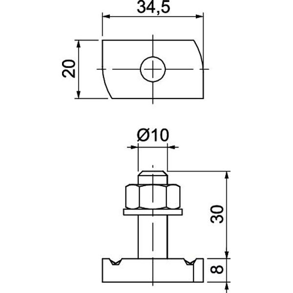MS41HB M10x30 A4 Hammerhead screw for profile rail MS4121/4141 M10x30mm image 2