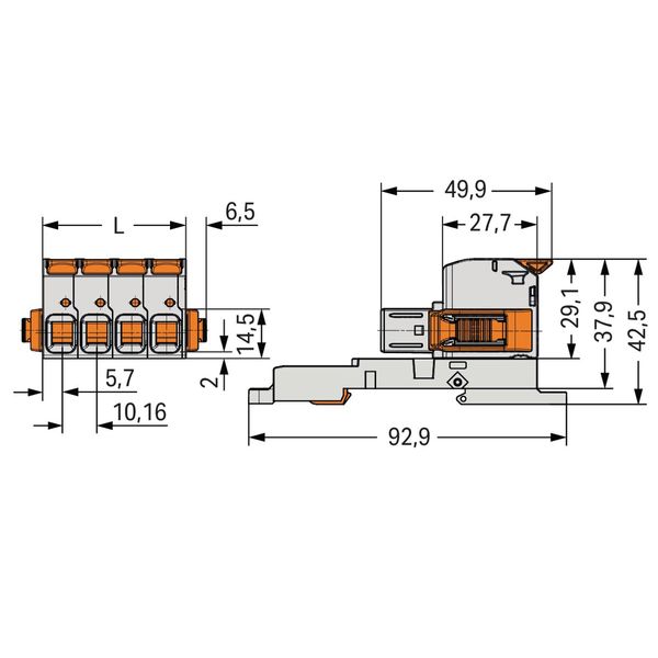 1-conductor female connector lever Push-in CAGE CLAMP® light gray image 2